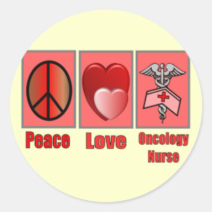 Sticker Rond Infirmière d'ONCOLOGIE d'amour de paix
