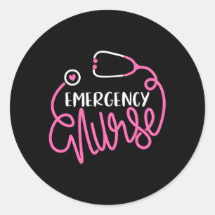 Sticker Rond Infirmière du service d'urgence Stethoscope Infirm