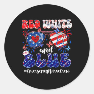 Sticker Rond Infirmière D'Urgence Rouge Blanc Et Bleu