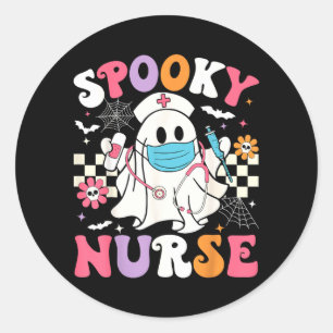 Sticker Rond Infirmière effrayante Halloween Fantôme Mignonne G