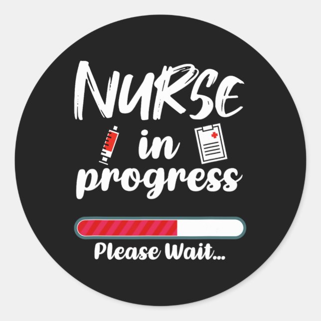 Sticker Rond Infirmière en cours Chargement Funny Nursing Schoo (Devant)
