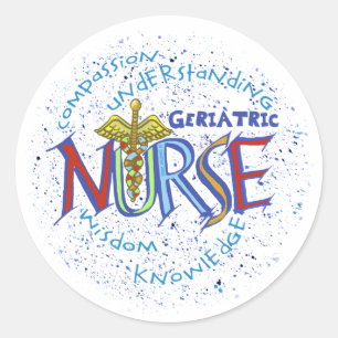 Sticker Rond Infirmière en gériatrie Motto