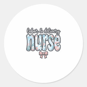Sticker Rond Infirmière en salle d'accouchement Chemise florale