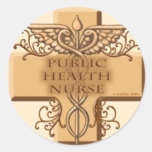 Sticker Rond Infirmière en santé publique Caduceus
