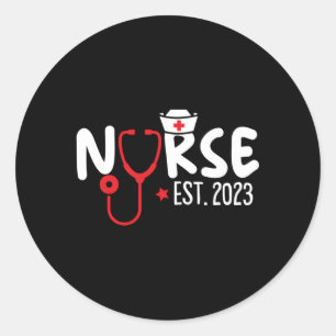 Sticker Rond Infirmière Est 2023 Diplômée Étudiante en soins in