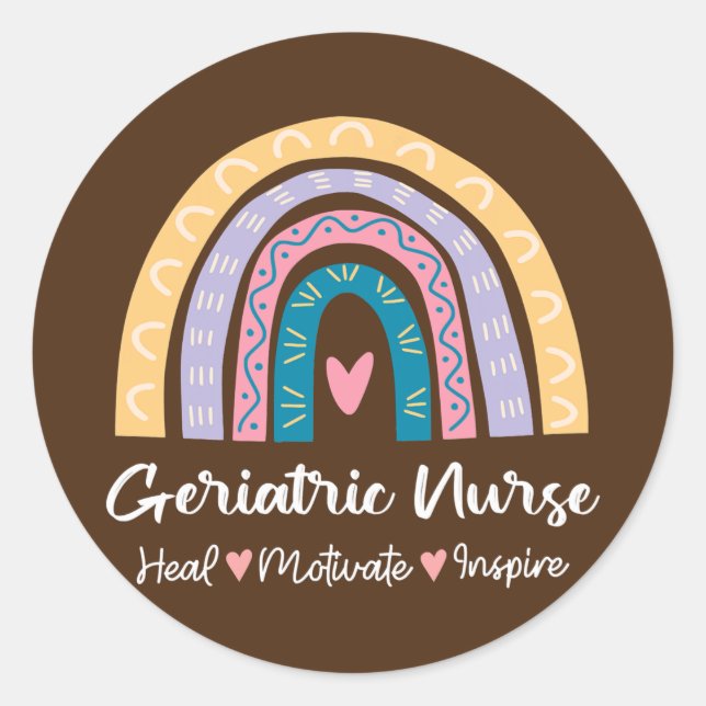 Sticker Rond Infirmière gériatrique Motivation de guérison Insp (Devant)