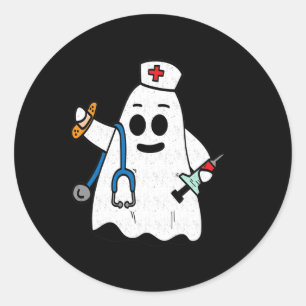 Sticker Rond Infirmière Ghost Scrub Costume Halloween mignonne 