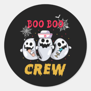 Sticker Rond Infirmière Halloween Boo Boo Crew