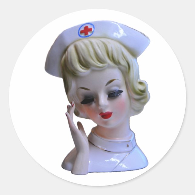 Sticker Rond Infirmière Héros de première ligne Aide soignante  (Devant)