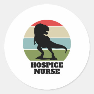 Sticker Rond Infirmière hospitalière Dinosaur