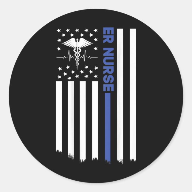 Sticker Rond infirmière infirmière américaine drapeau infirmièr (Devant)