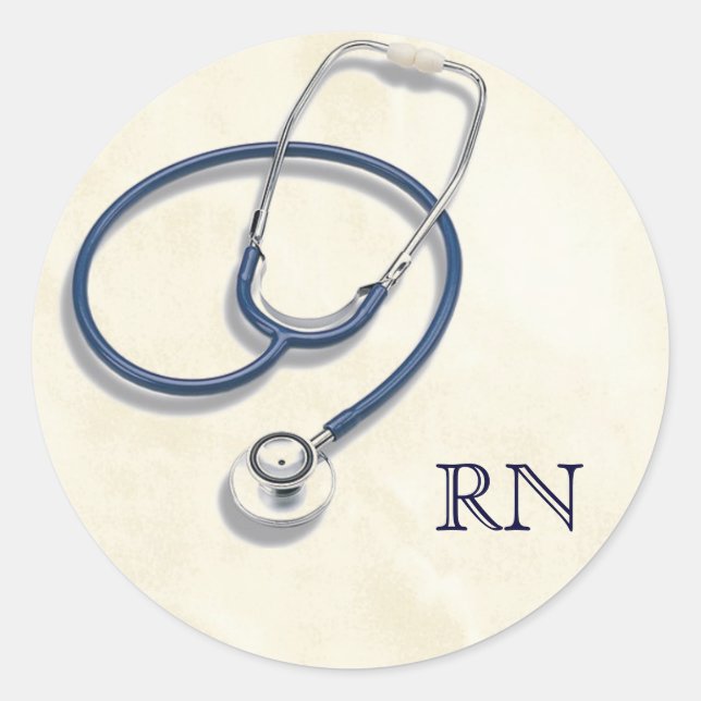 Sticker Rond Infirmière inscrite avec stéthoscope (Devant)