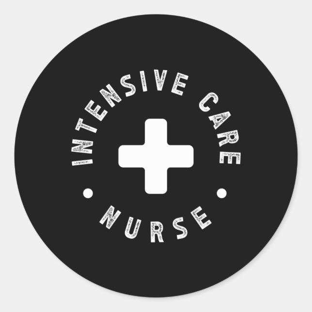 Sticker Rond Infirmière Intensive Unité De Soins Infirmière Icu (Devant)