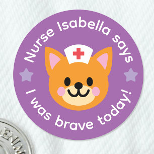 Sticker Rond Infirmière J'étais Brave Aujourd'hui Mignon Chat R