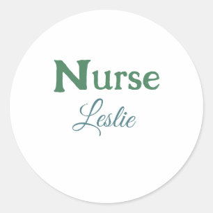 Sticker Rond Infirmière médecin ajouter le nom texte vert bleu