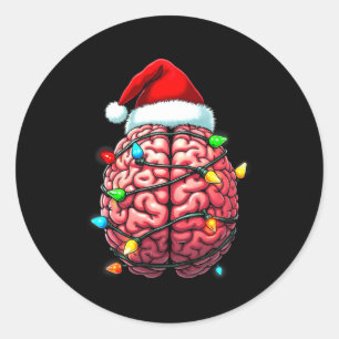 Sticker Rond Infirmière neuro Noël Chapeau Santa Neurologie Tri
