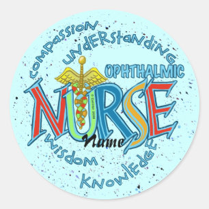 Sticker Rond Infirmière ophtalmique Motto nom personnalisé Stic