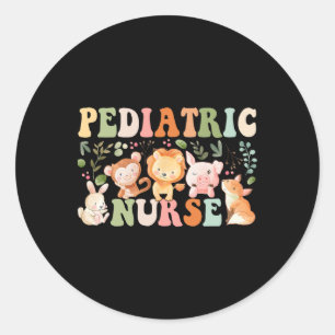 Sticker Rond Infirmière pédiatrique Cute Zoo Animaux Picu Inscr