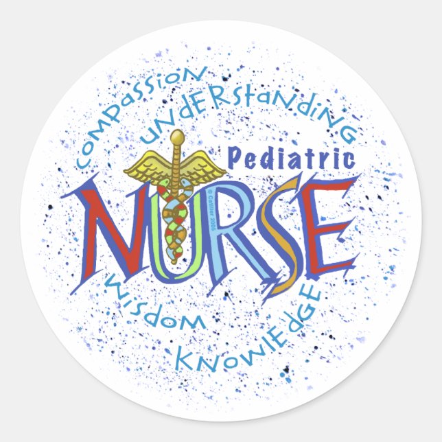 Sticker Rond Infirmière pédiatrique Motto (Devant)