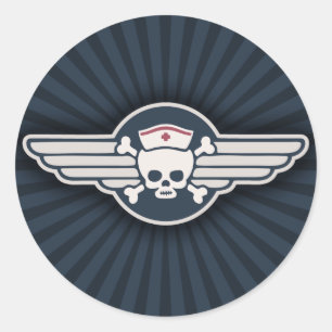 Sticker Rond Infirmière pirate Wings III
