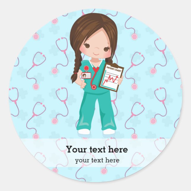 Sticker Rond Infirmière pour enfants (Devant)