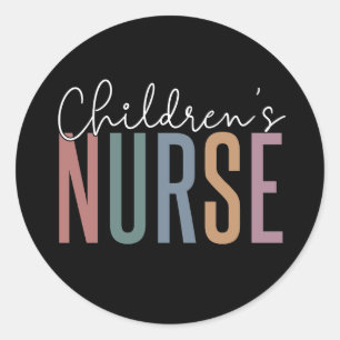 Sticker Rond Infirmière pour enfants   Retro Infirmière pour en