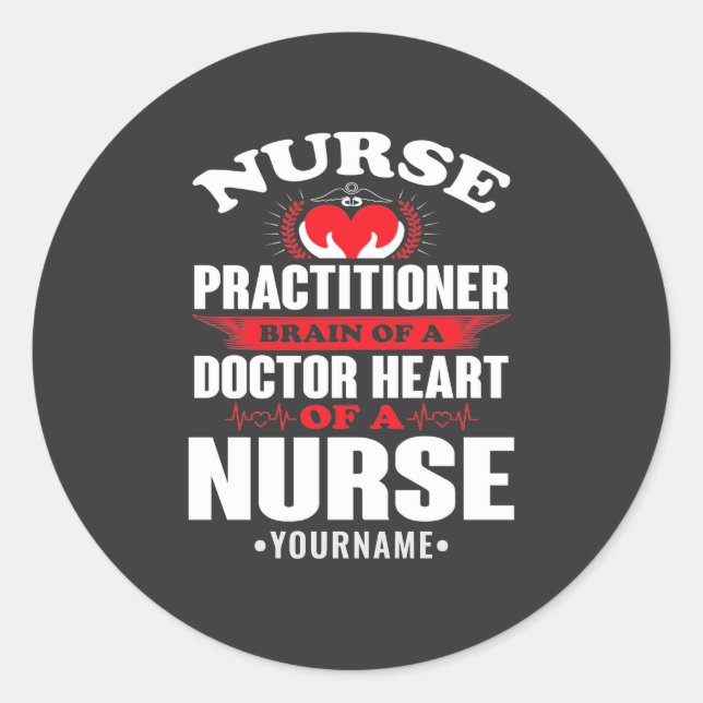 Sticker Rond Infirmière Praticien Cerveau D'Un Docteur Coeur De (Devant)
