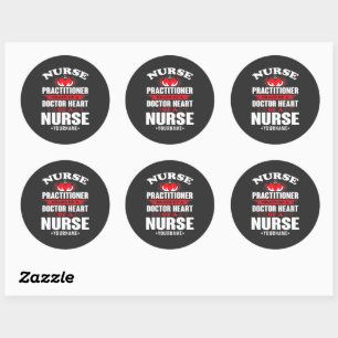 Sticker Rond Infirmière Praticien Cerveau D'Un Docteur Coeur De
