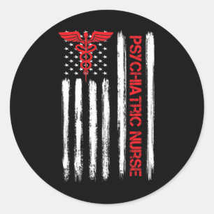 Sticker Rond Infirmière psychiatrique Drapeau américain Rn Sant