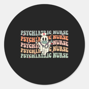 Sticker Rond Infirmière Psychiatrique super Halloween Psychiatr