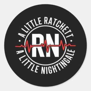 Sticker Rond Infirmière rossignol à crémaillère drôle badge rn