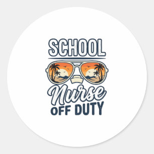 Sticker Rond Infirmière scolaire hors service chemise de lunett
