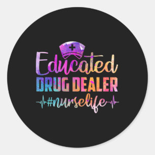 Sticker Rond Infirmière spécialisée en médicaments Infirmière V