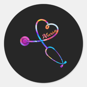 Sticker Rond Infirmière Stethoscope Heartbeat Ekg Infirmière Gr