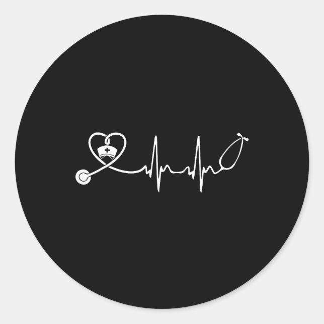 Sticker Rond Infirmière Stethoscope Heartbeat Nurse Week 2025 (Devant)