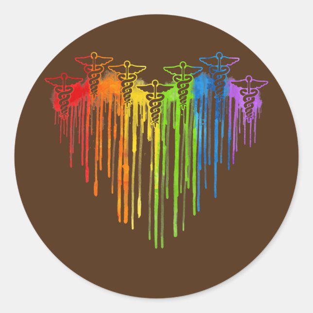 Sticker Rond Infirmière Symboles Arc-en-ciel Infirmière Gay pri (Devant)