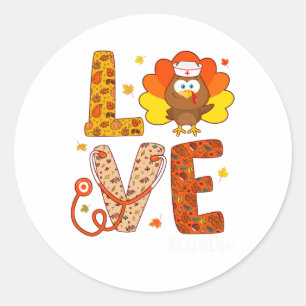 Sticker Rond Infirmière Turquie Thanksgiving Day Love Nurse Lif