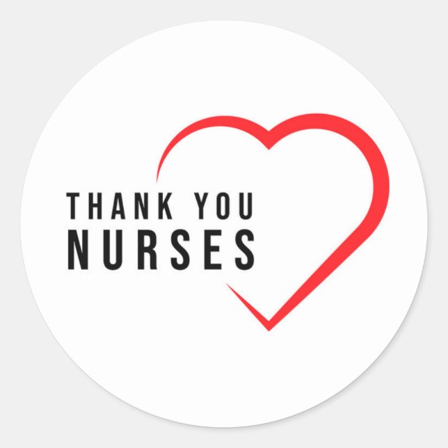 Sticker Rond Infirmières Mercis | Coeur rouge (Devant)