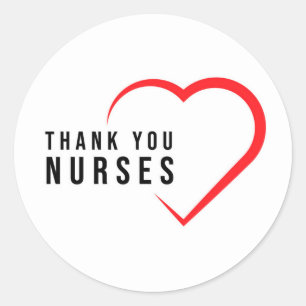 Sticker Rond Infirmières Mercis   Coeur rouge