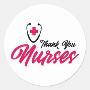 Sticker Rond Infirmières Mercis   Rose