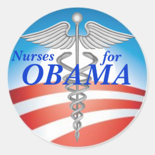 Sticker Rond Infirmières pour OBAMA