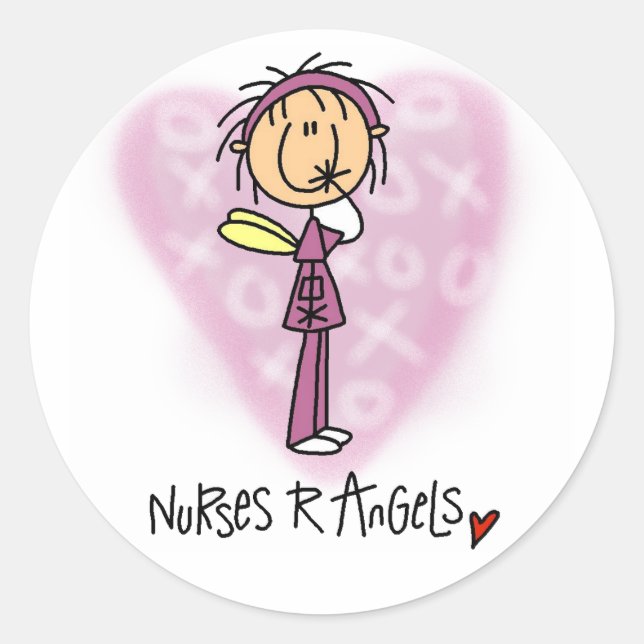 Sticker Rond Infirmières R Anges T-shirts et cadeaux (Devant)