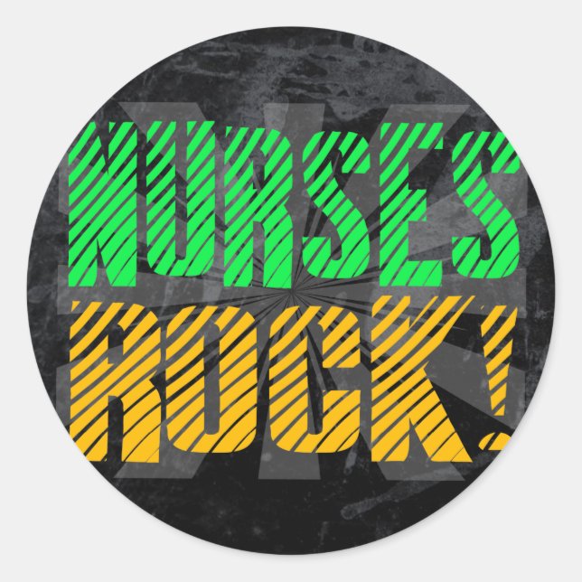 Sticker Rond Infirmières Rock, Orange et Green Fun (Devant)