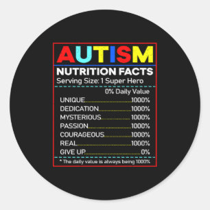 Sticker Rond Informations nutritionnelles sur l'autisme Tout-pe