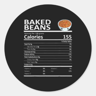 Sticker Rond Informations nutritionnelles sur les haricots cuit