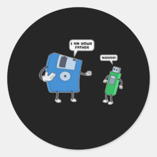 Sticker Rond Ingénierie informatique Disquette père et son Cade