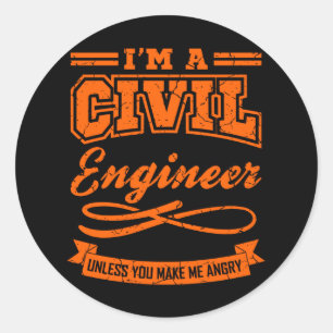Sticker Rond Ingénieur Civil Drôle Ingénieur Drôle Diplôme d'In