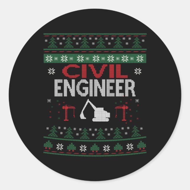 Sticker Rond Ingénieur civil Ingénierie moche (Devant)