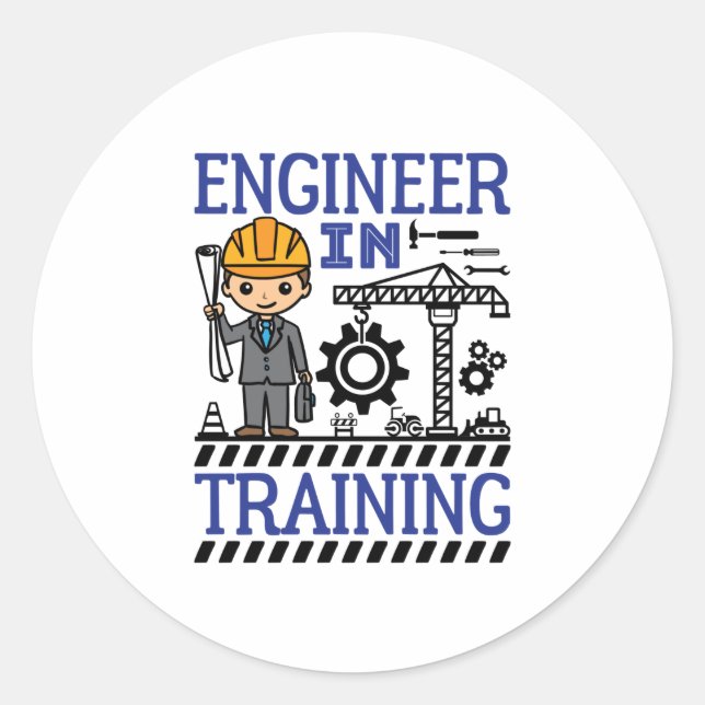 Sticker Rond Ingénieur dans l'entraînement des garçons STEM (Devant)