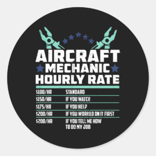 Sticker Rond Ingénieur mécanicien d'aéronef Technicien d'avion